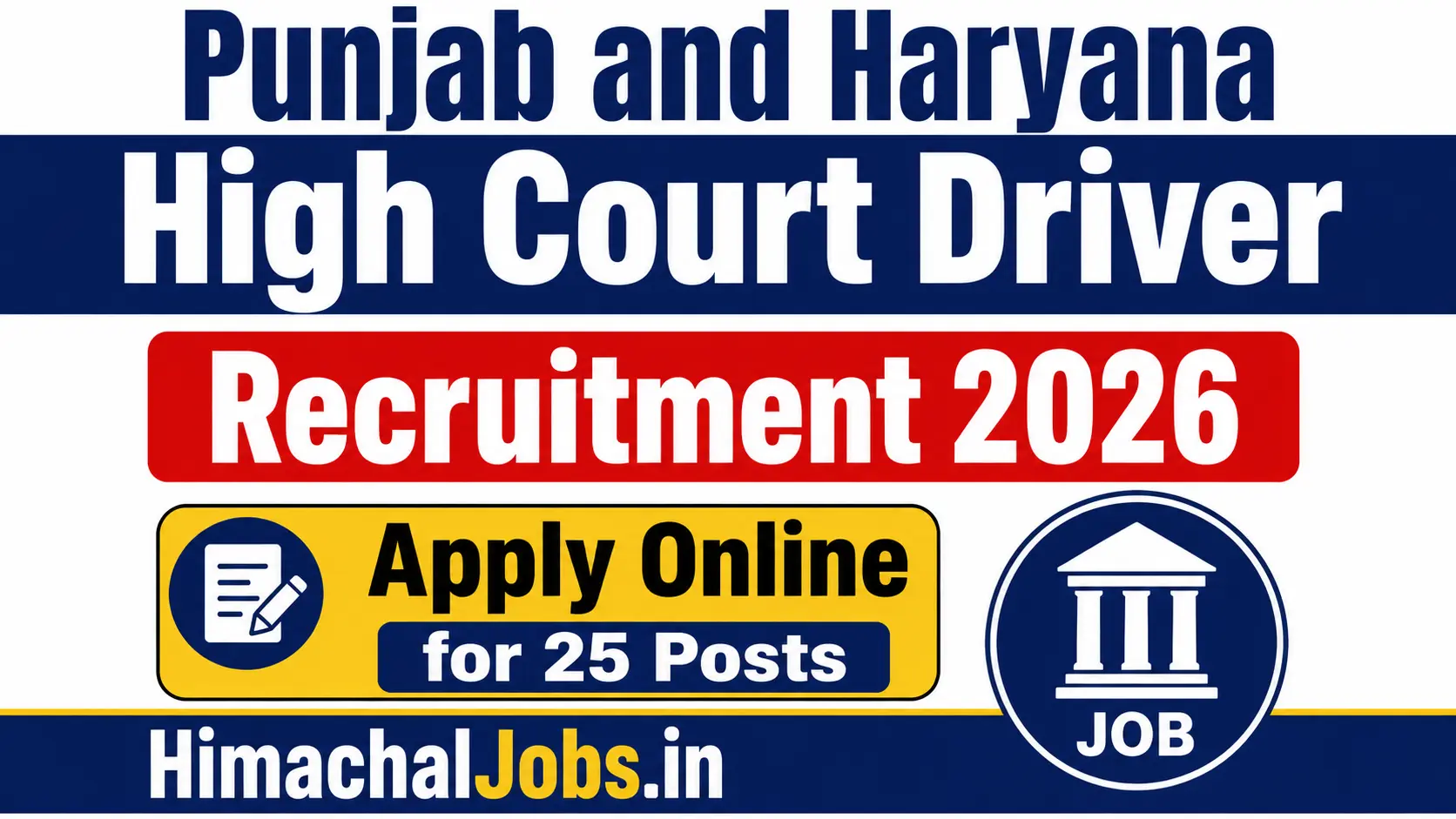 Punjab and Haryana High Court Driver Recruitment 2026