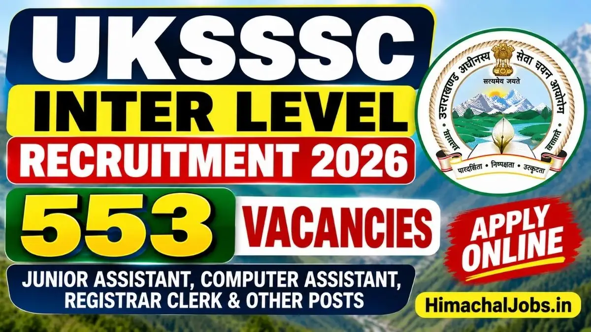 UKSSSC Inter Level Recruitment 2026 Notification Out for 553 Posts, Apply Online