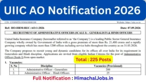 UIIC AO Notification 2026 Out for 225 Posts