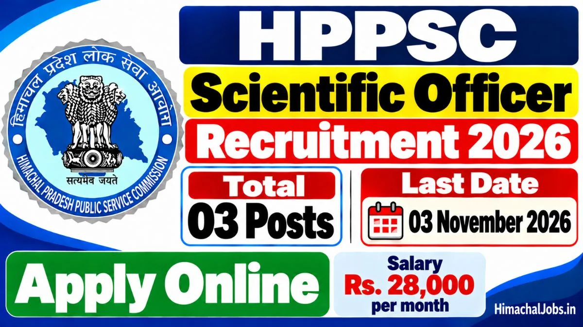HPPSC Scientific Officer Recruitment 2026: Apply Online for 03 Posts